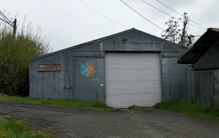 Diamond HVAC workshop exterior with the company emblem